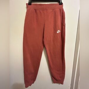 Nike Youth Like New Rust Colored Fleece Joggers with White Swoosh, Sz Medium